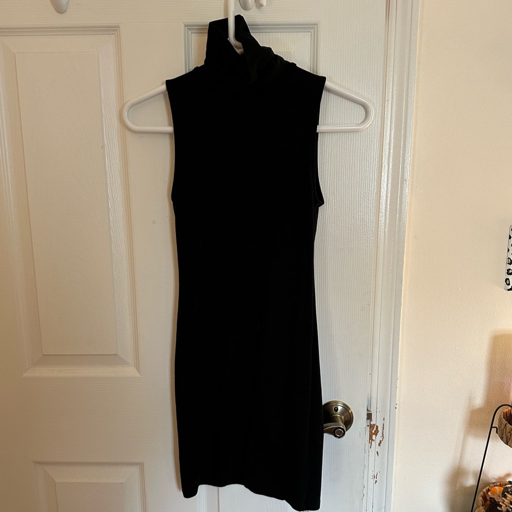 black turtleneck bodycon dress